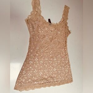 Cream Asymmetrical Lace Camisole Sleeveless Top